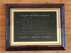 Cliff Winkleman Thank You plaque Gary Mary Young 2003